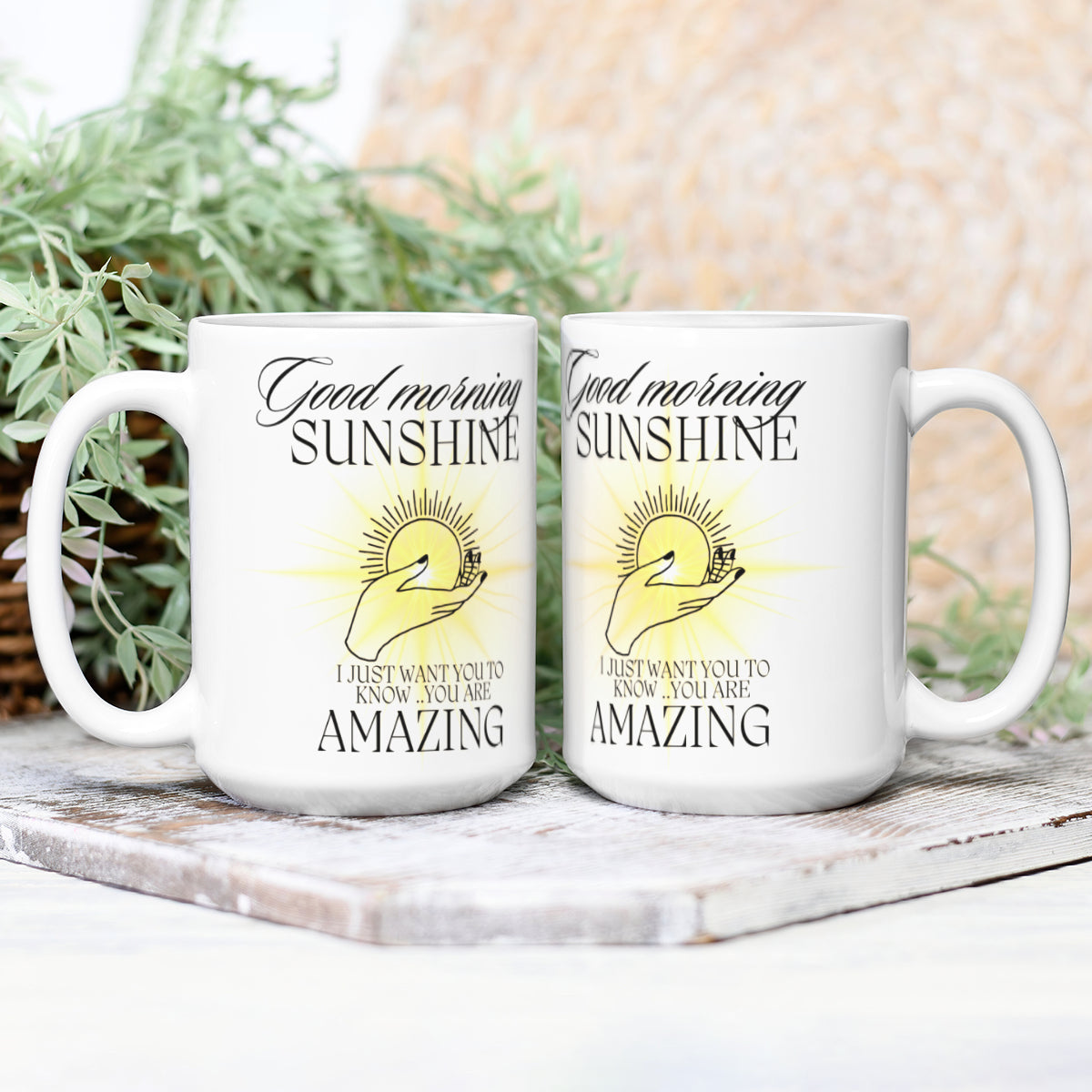 Vit keramikmugg med budskap