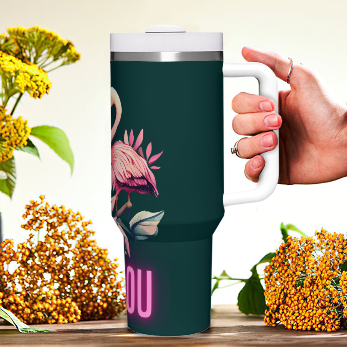 Tumbler i rostfritt stål med budskap