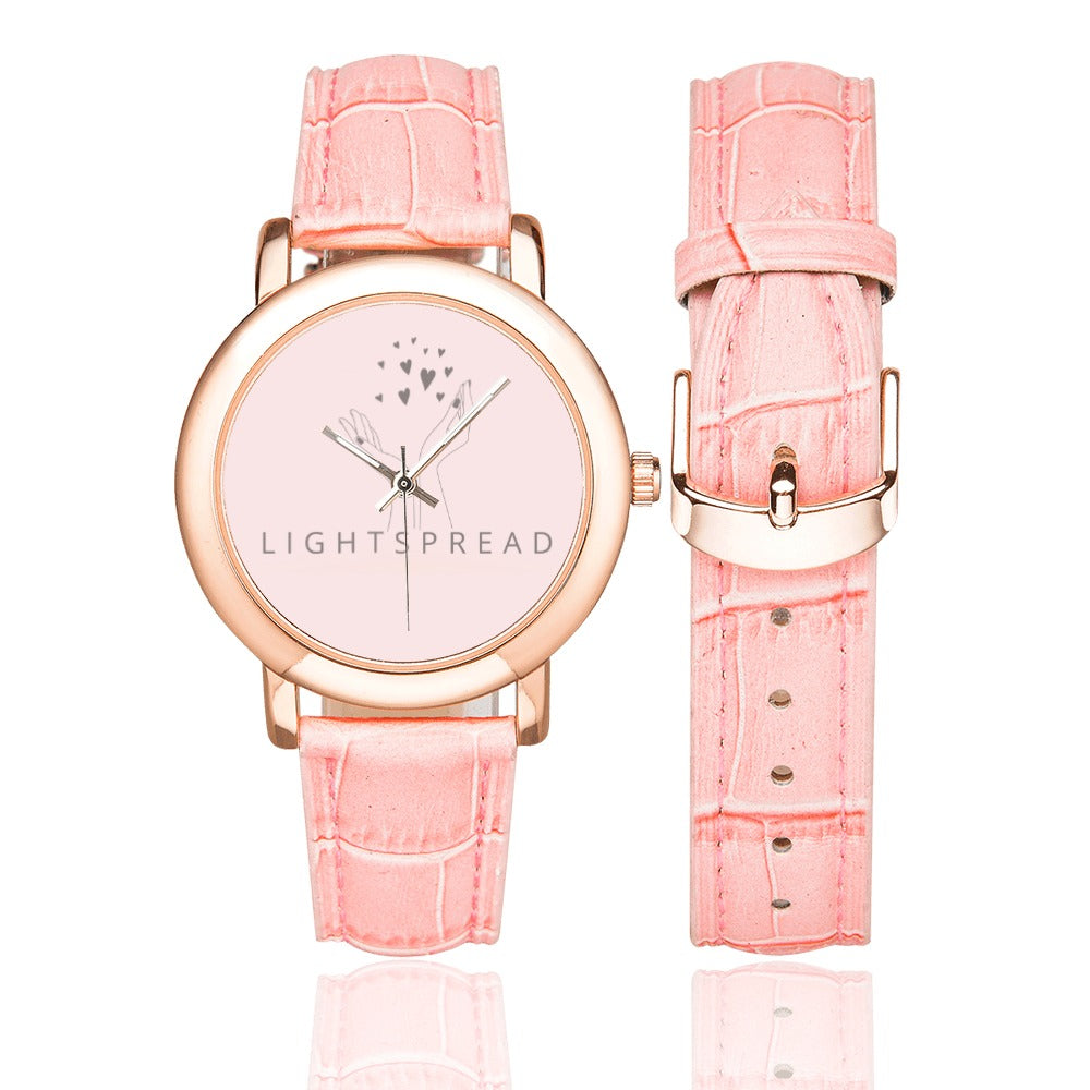 Tillbehör Rose Gold Läderklocka för kvinnor