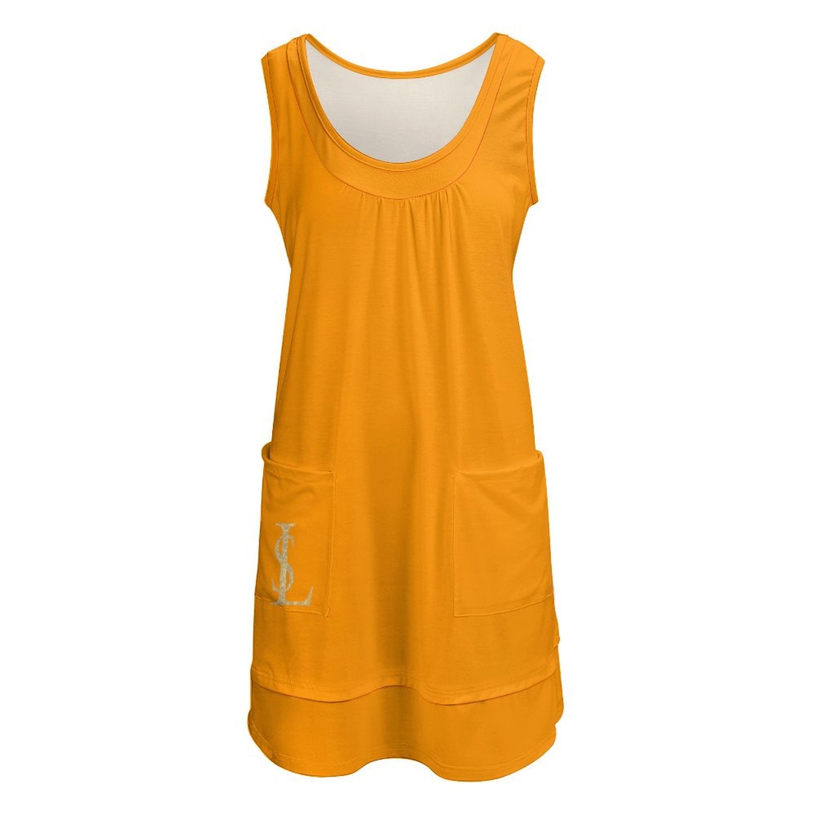 Ärmlös U-ringad klänning – tvådelad look i ett enda plagg