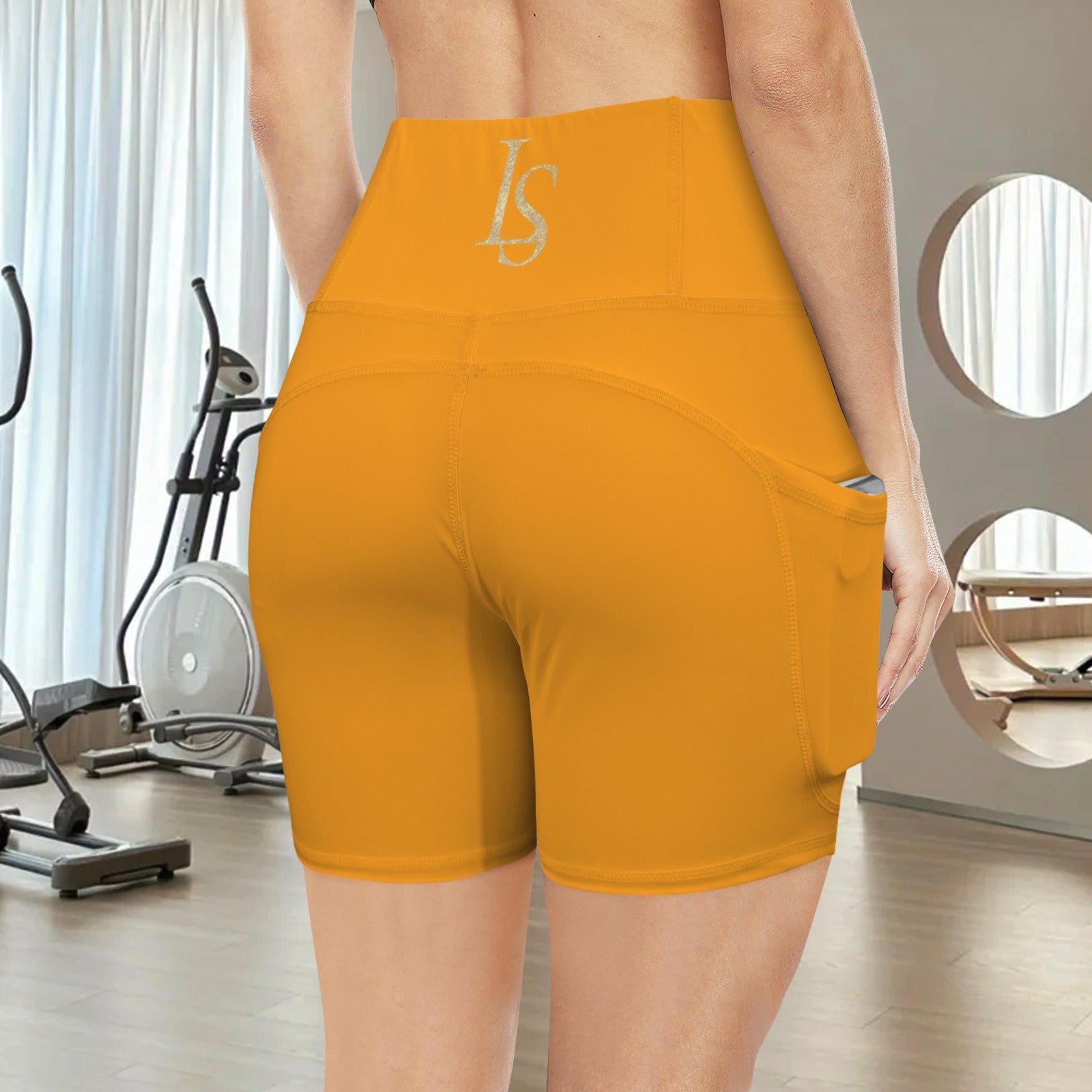 Högmidjade Yoga Shorts med Djupa Fickor