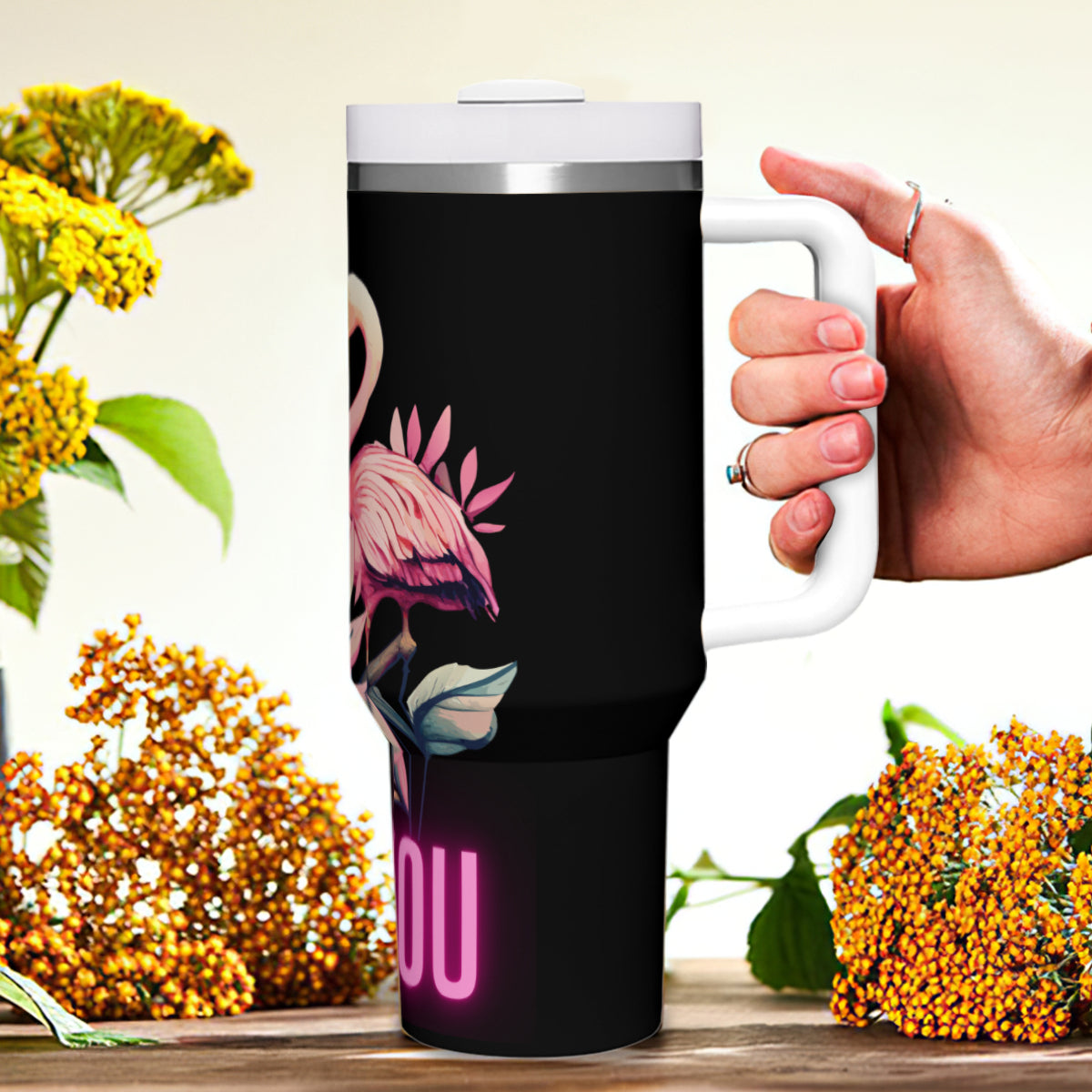 Tumbler i rostfritt stål med budskap