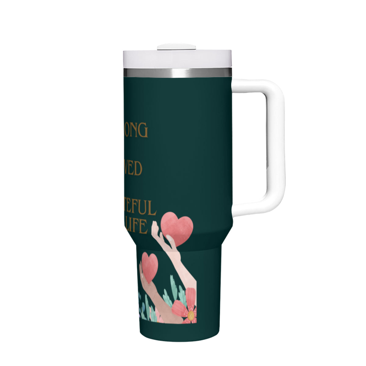 Tumbler i rostfritt stål med budskap