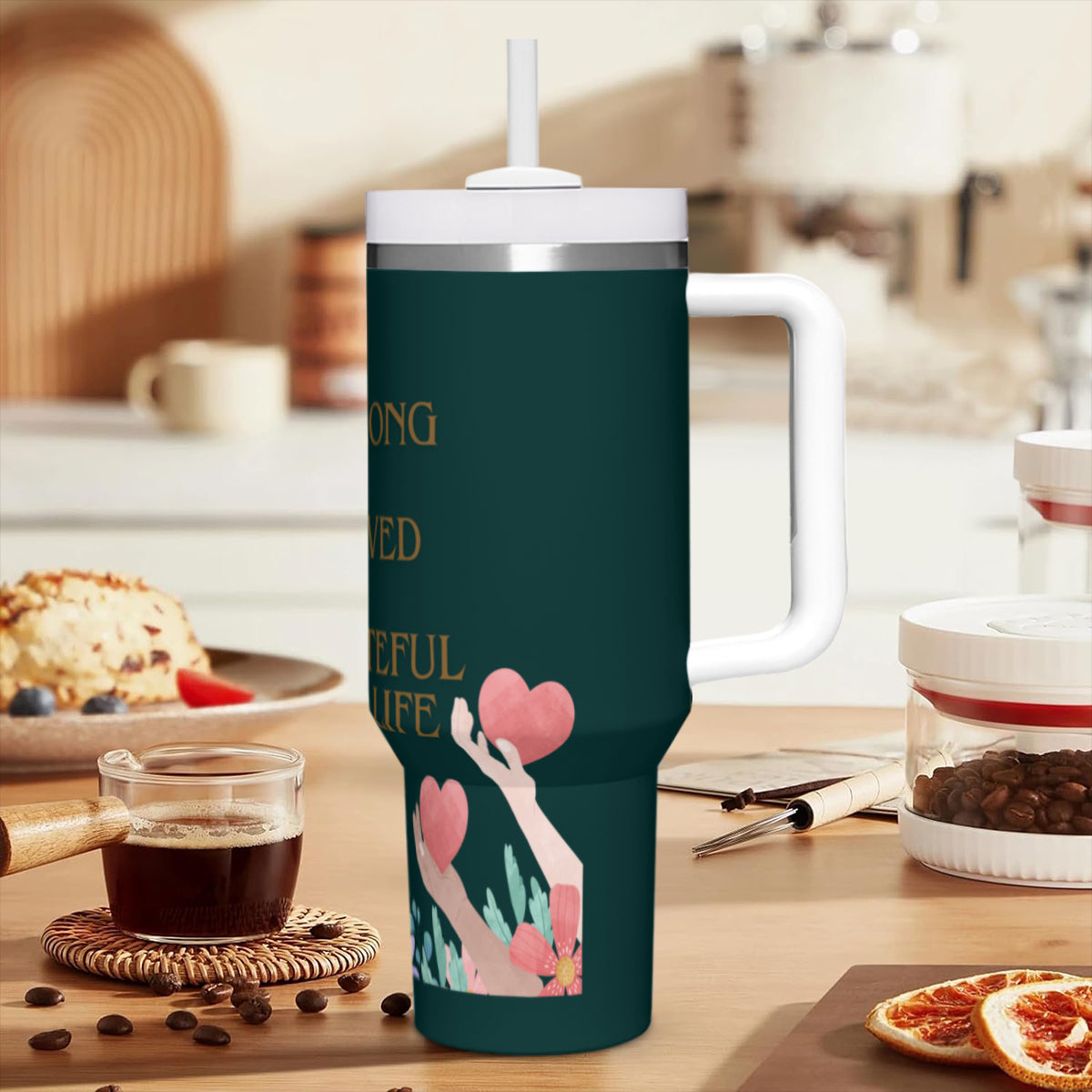Tumbler i rostfritt stål med budskap