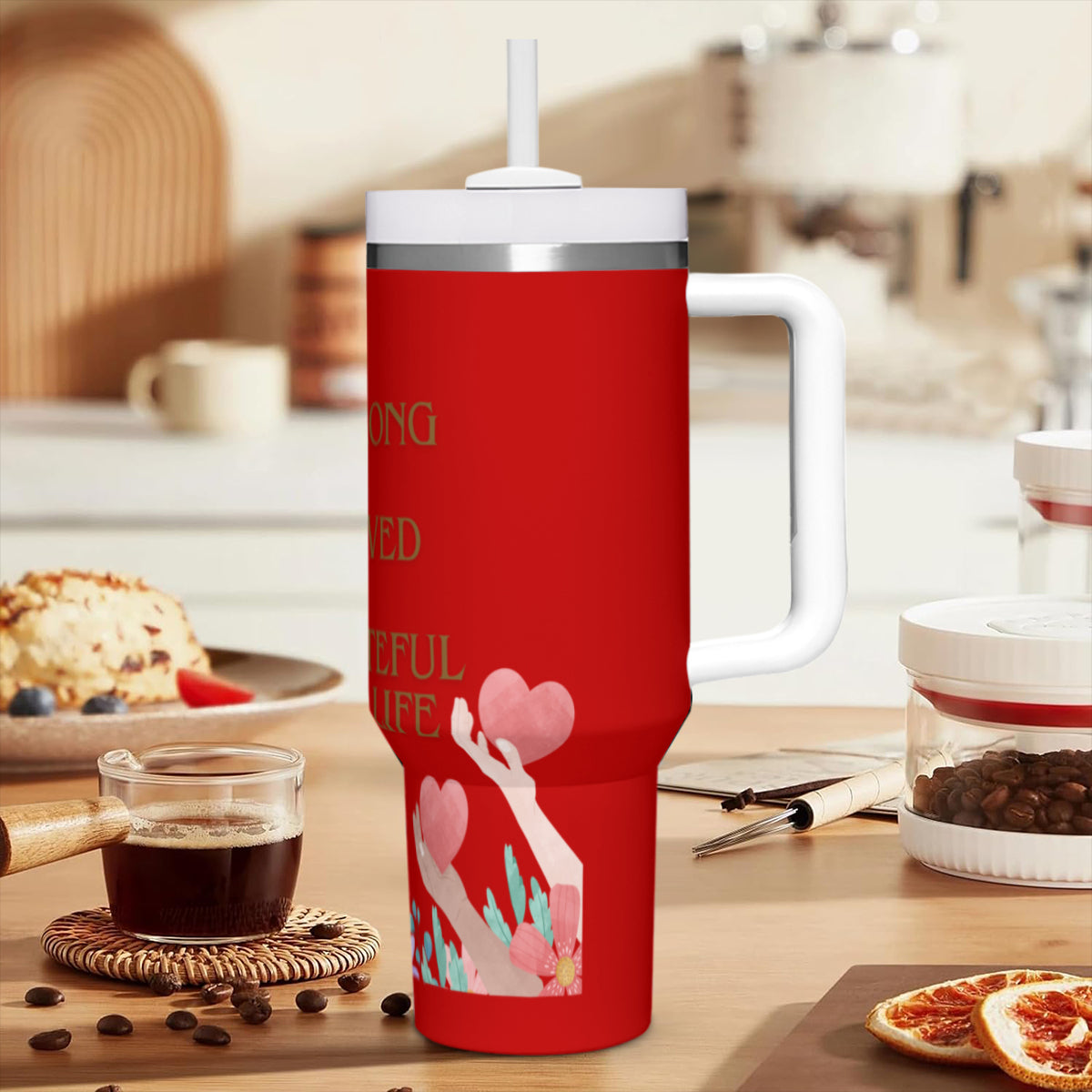 Tumbler i rostfritt stål med budskap
