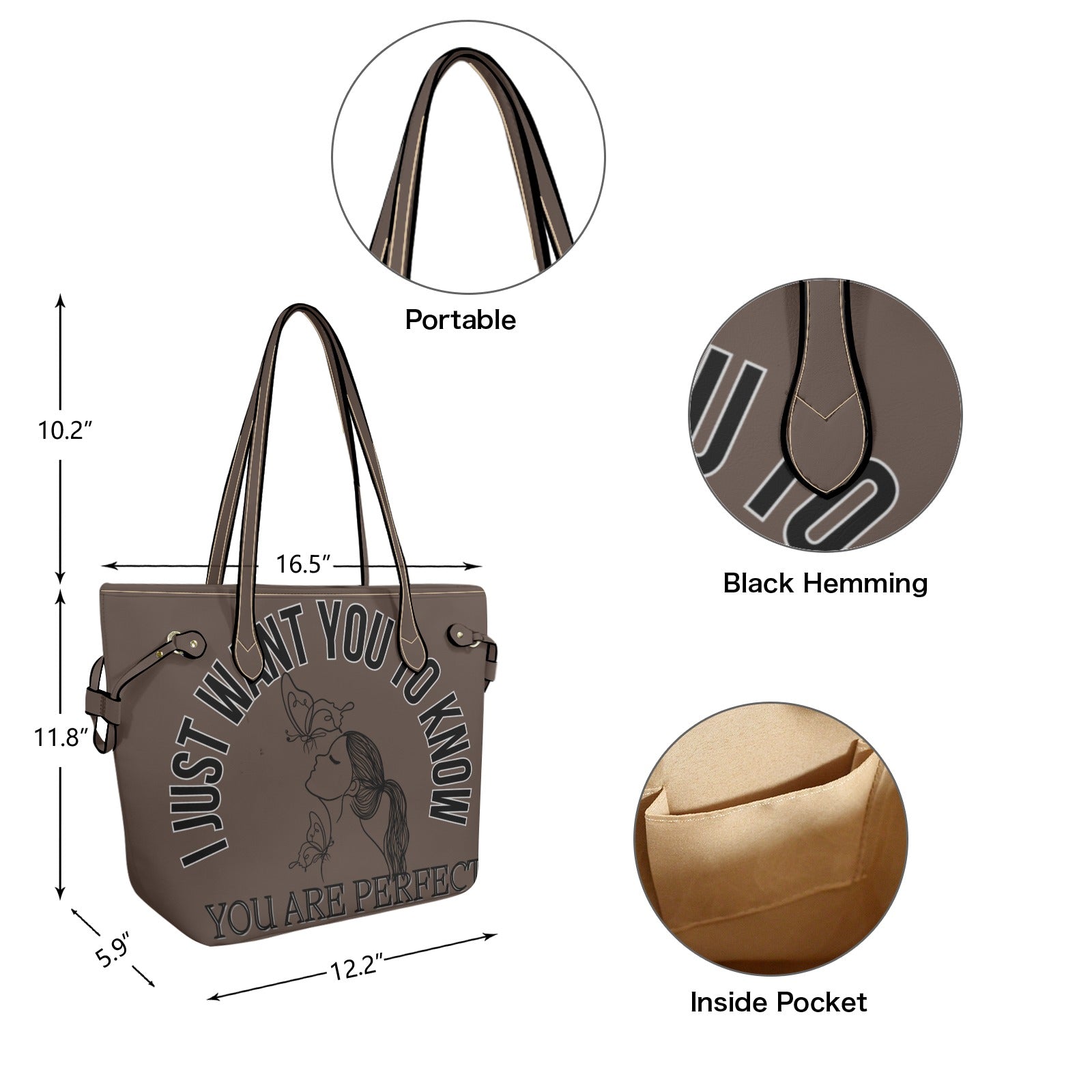 Tillbehör jag vill bara att du ska veta Clover Leather Tote Bag