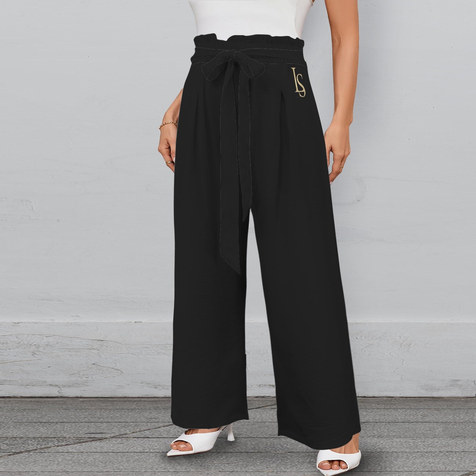 Vida byxor med knytband – svarta, stilrena & med fickor