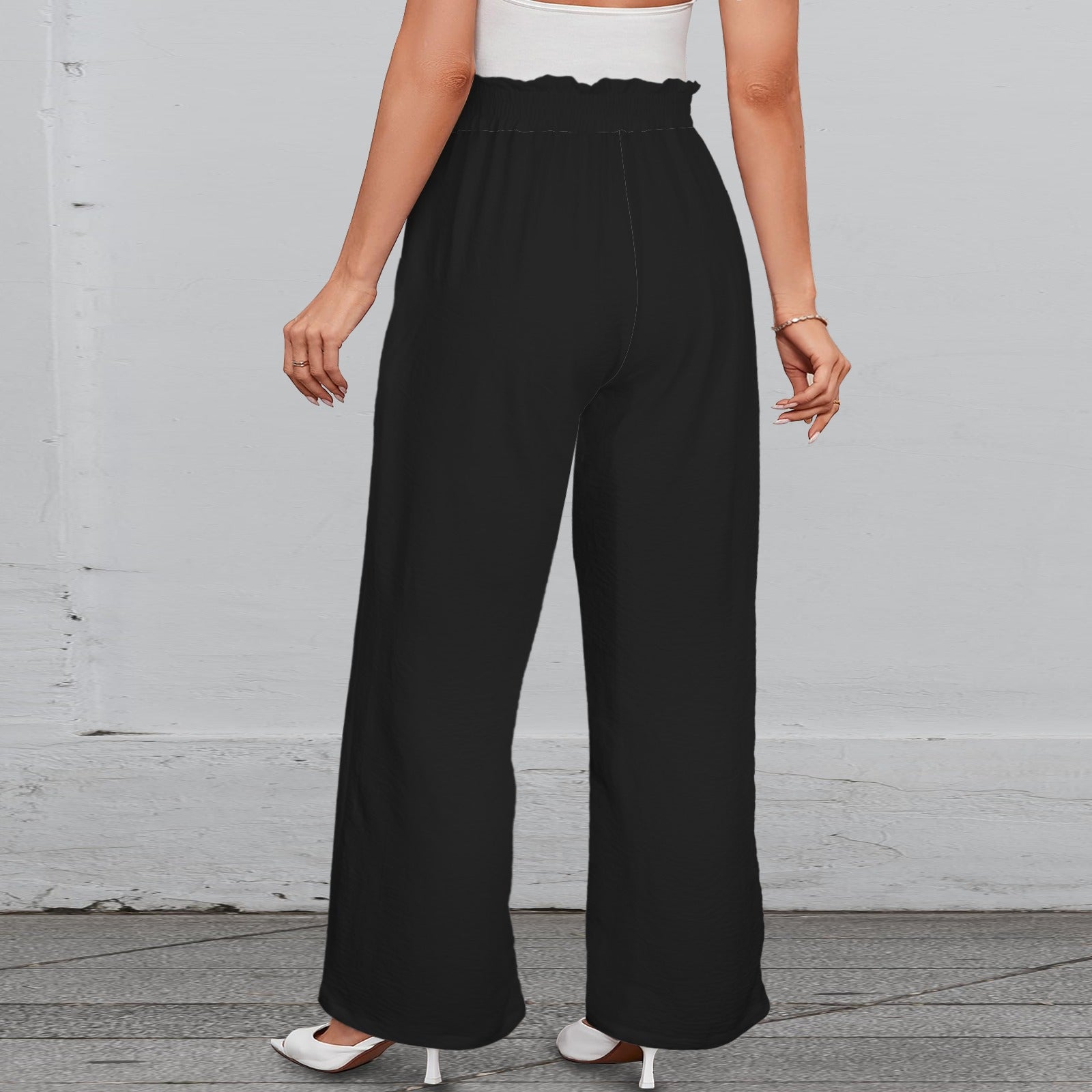 Vida byxor med knytband – svarta, stilrena & med fickor