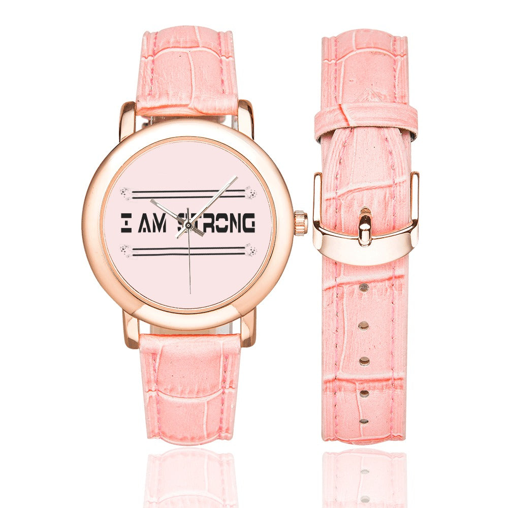 Tillbehör Rose Gold Läderklocka för kvinnor