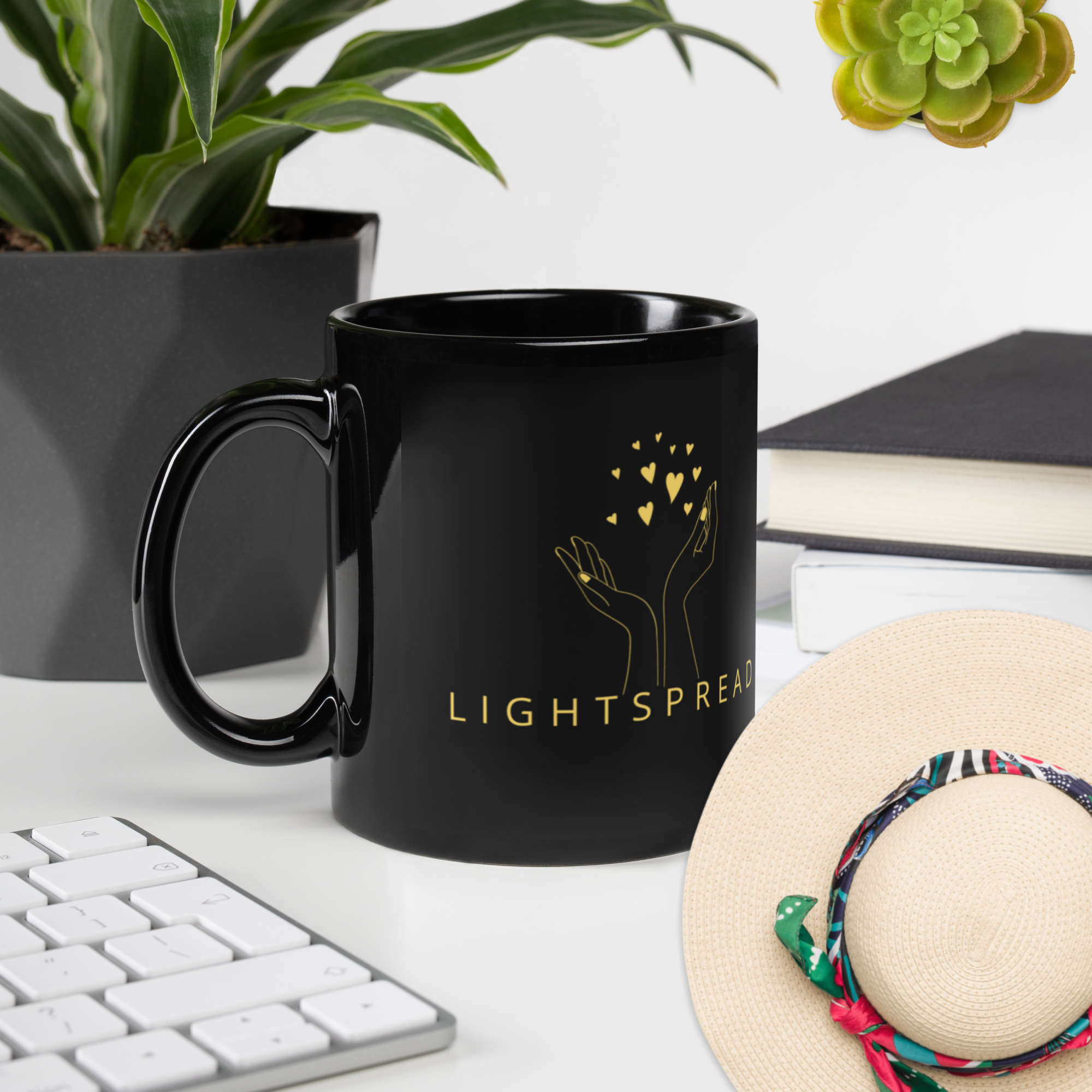 Svart glansig mugg Som foto