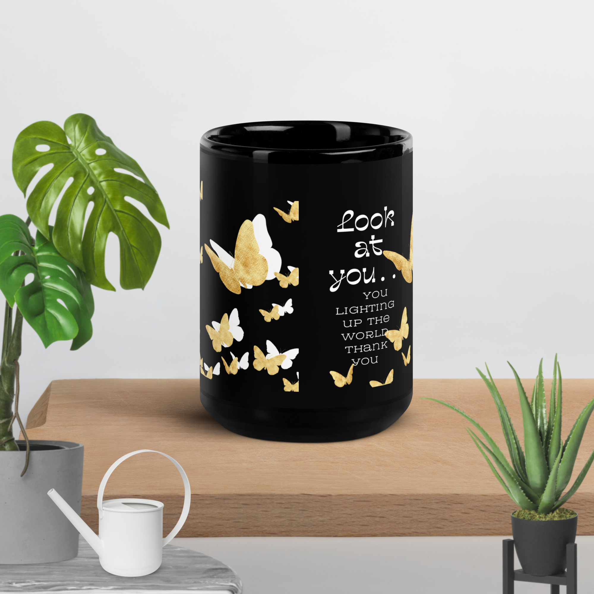 Svart glansig mugg Som foto