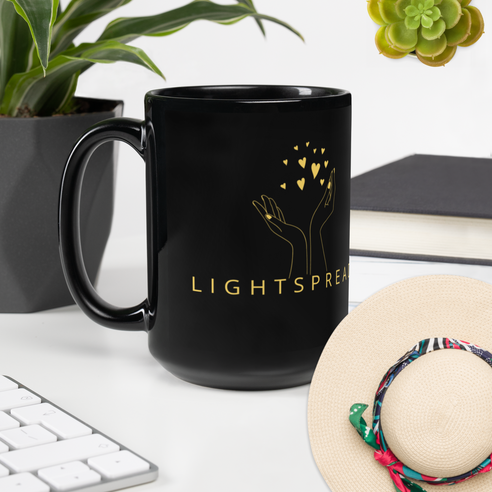 Svart glansig mugg Som foto