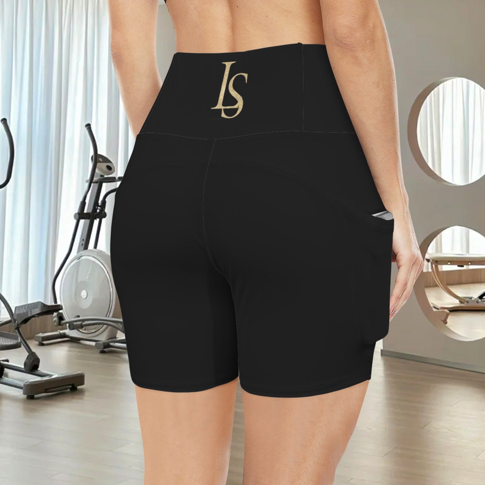 Högmidjade Yoga Shorts med Djupa Fickor
