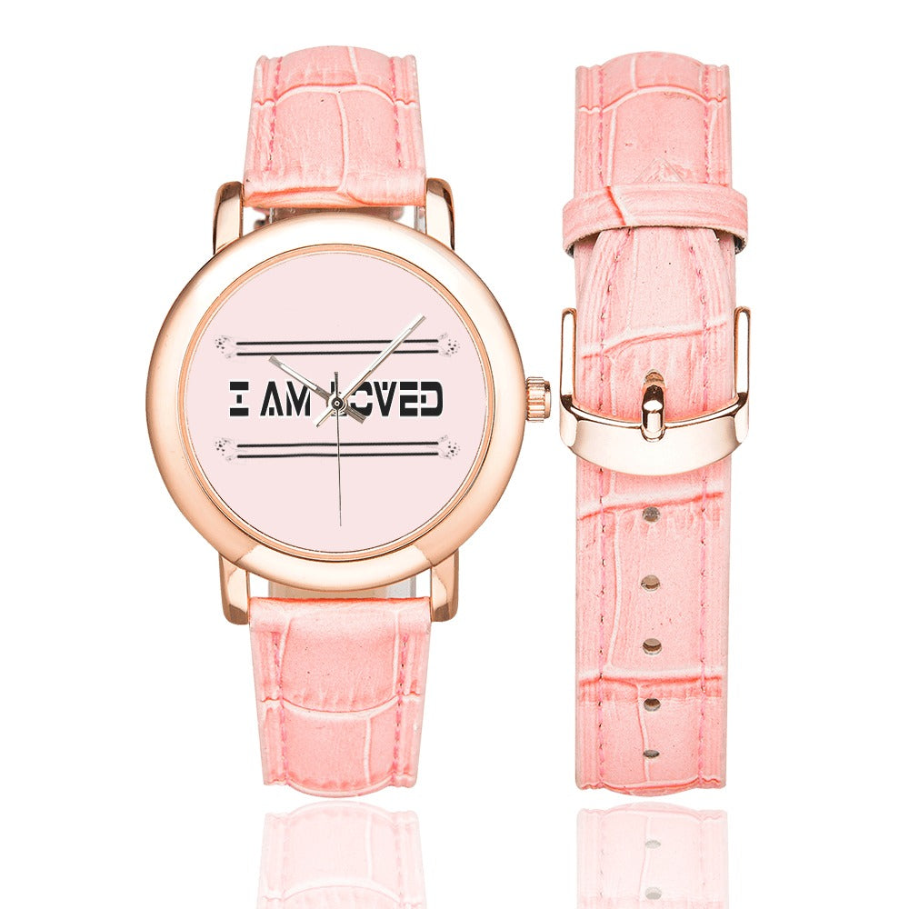 Tillbehör Rose Gold-läderklocka för kvinnor