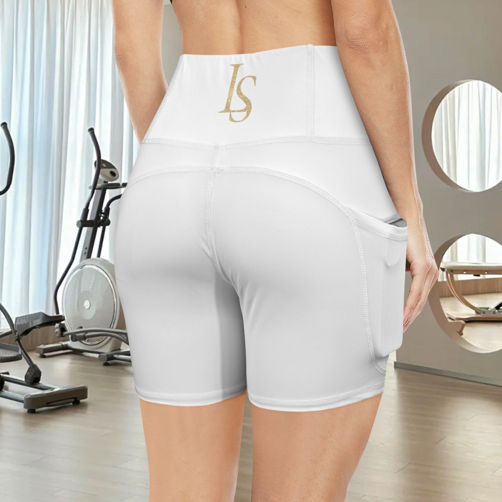 Högmidjade Yoga Shorts med Djupa Fickor