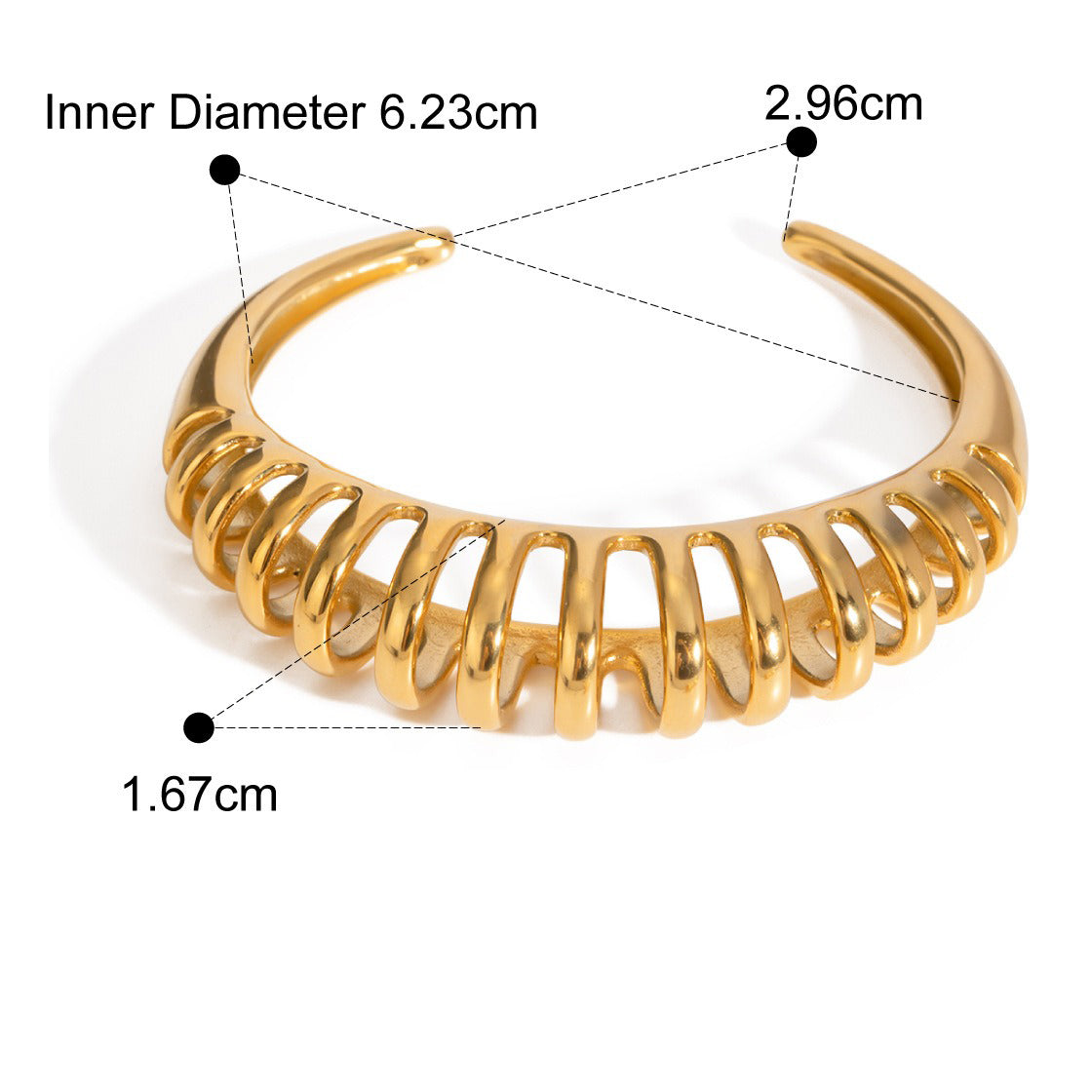 18K Guld C-formad Hålig Design Armband och Örhängen Set
